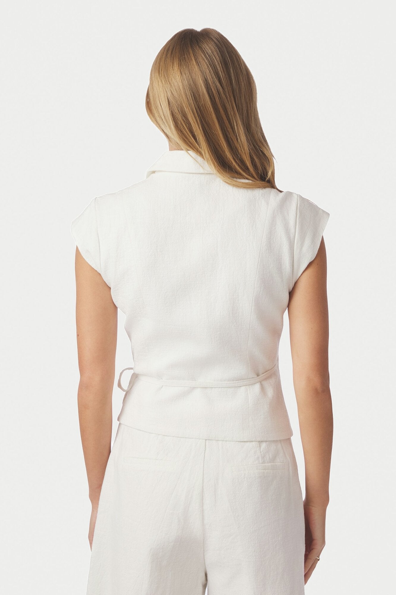 Salima Ramie blazer vest - Off White
